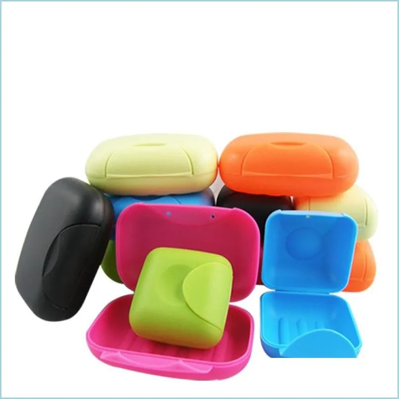 Soap Dishes Handmade Box With Sealed Lid Candy Color Travel Portable Seal Lock Container Bathroom Accessory Drop Delivery Home Garde Dhdsb