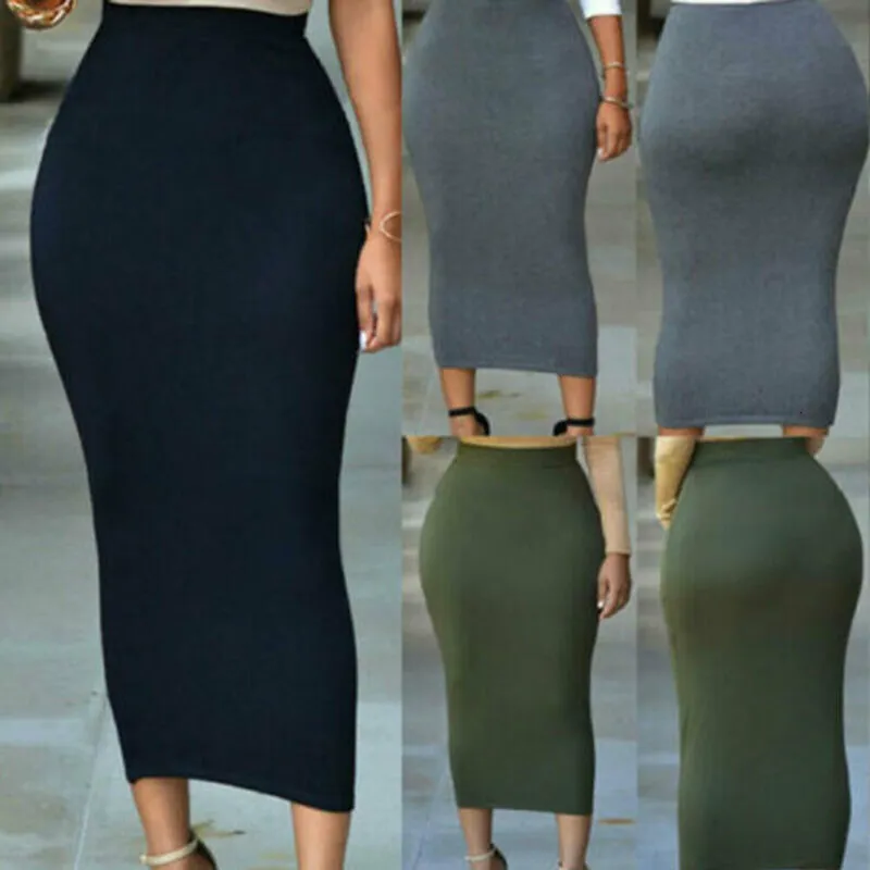 Etekler Marka Müslüman Kalın Katı Bodycon İnce Yüksek Bel Streç Uzun Kadın Kalem 230330