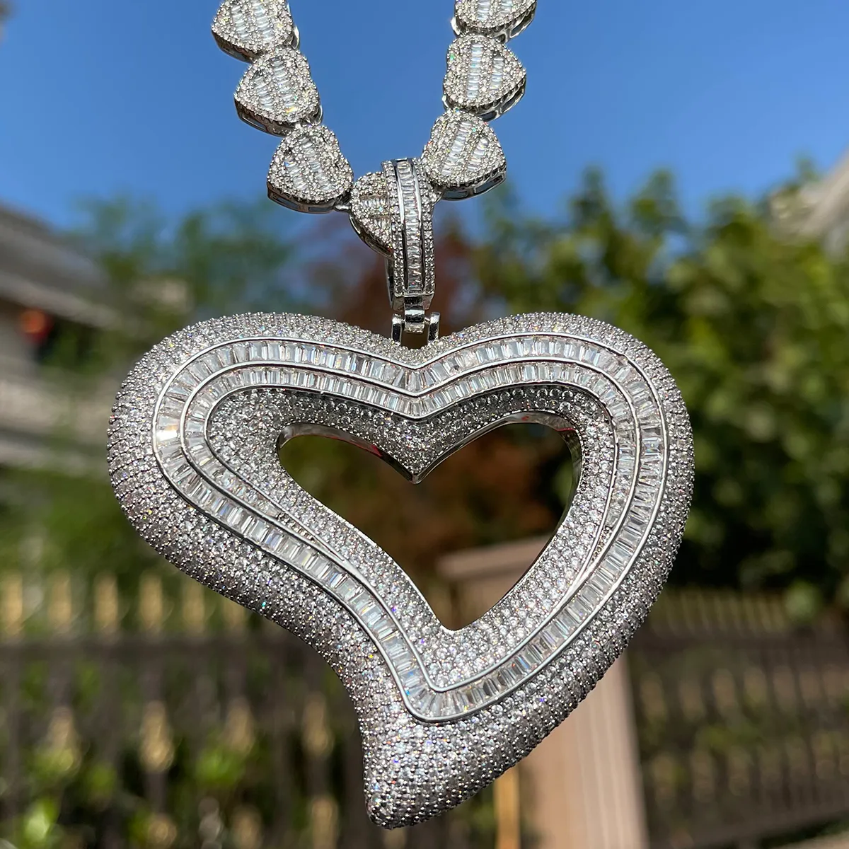 Slanted Heart Pendant Necklace, Diamond Heart Necklace, 18K White Gold Diamond  Heart Pendant 1.10 Carats Natural Diamonds - Etsy India