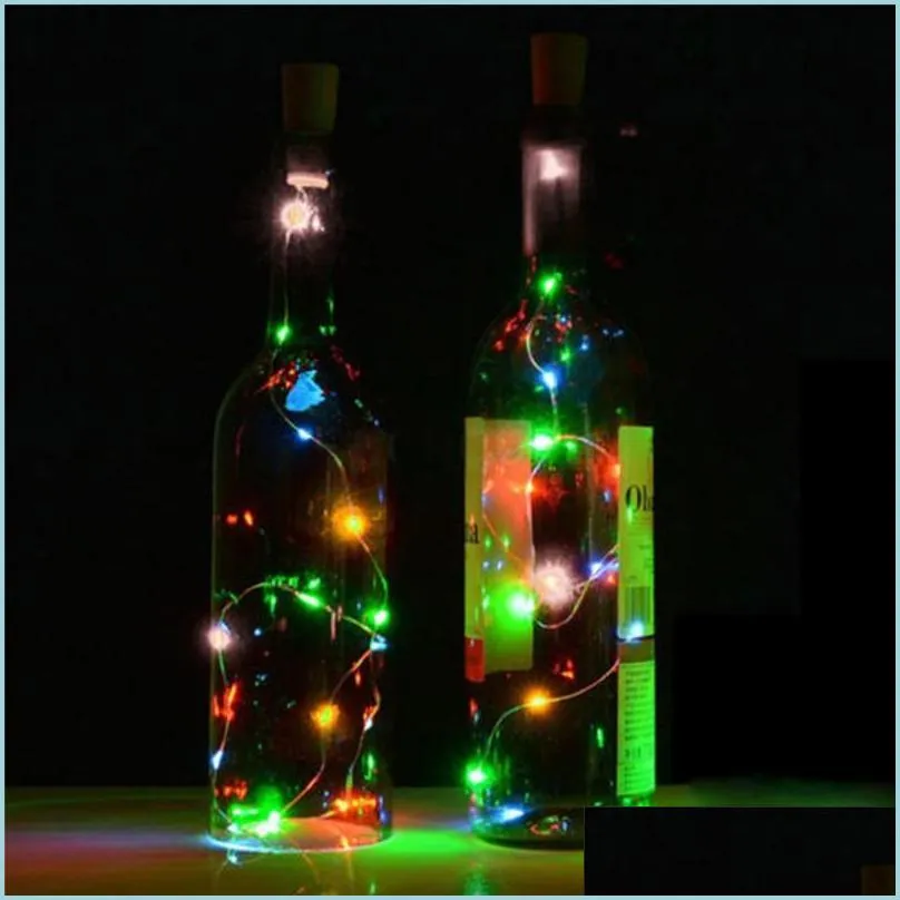 Andra evenemangsfestleveranser 10 LED 8 Solar Wine Bottle Stopper Copper Glow Cork Shaped String Light Night Fairy Drop Delivery Home Dhjzv