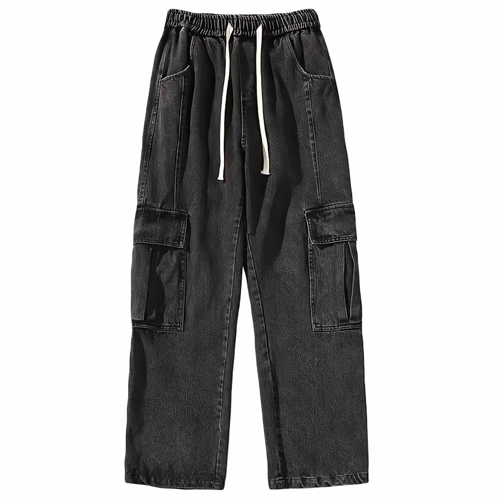 Jeans pour hommes Noir Kpop Cargo Pantalon Hommes Hip Hop Grunge Punk Japonais Streetwear Vintage Y2k Style Coréen Droite Pantalon Large Jambe 230330
