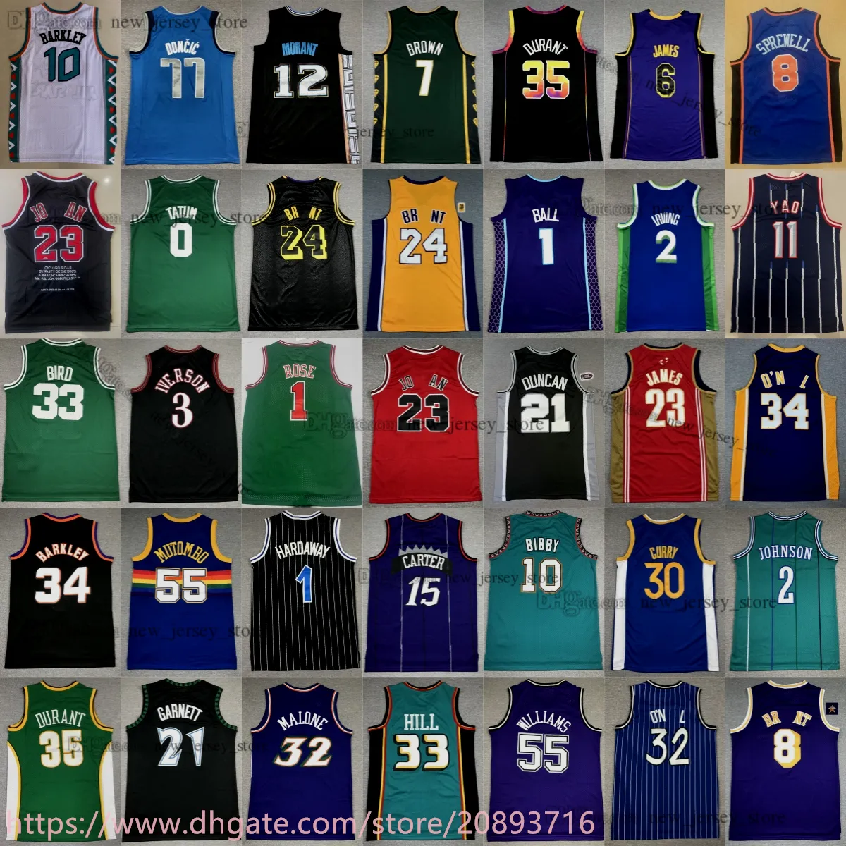 Klassiek Retro Basketbal Derrick Rose Jersey Tyrone Muggsy Bogue Alonzo Rouw Paul Pierce Scottie Pippen Kevin Durant Klay Thompson Jalen Groen Nikola Jokic