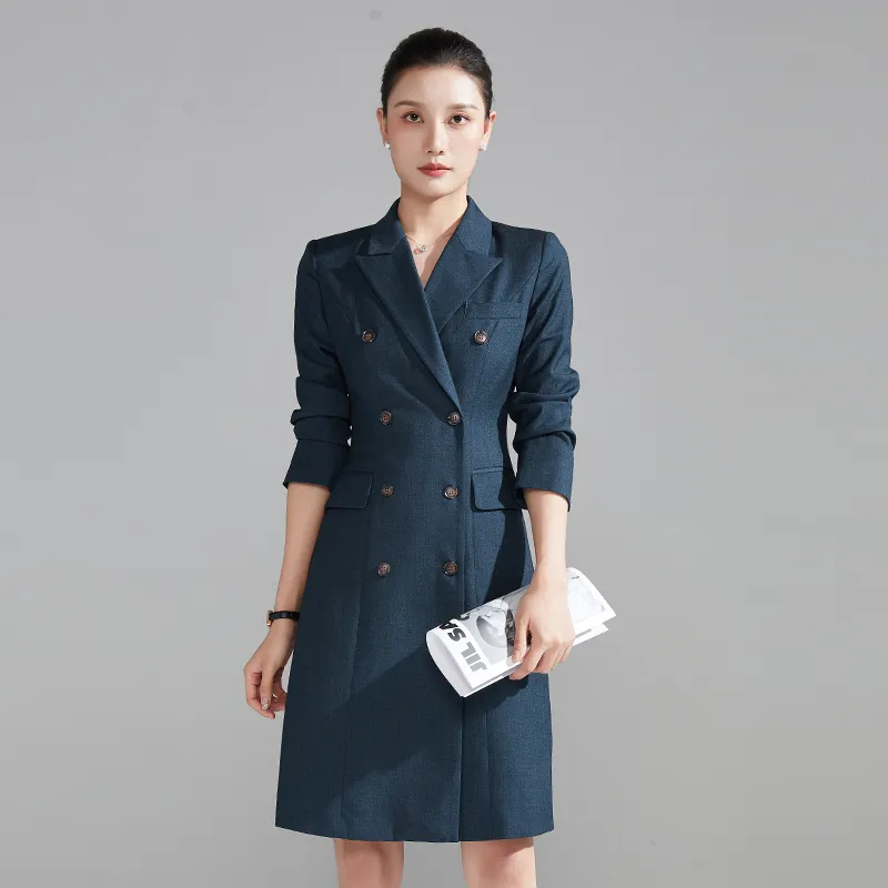 Stewardess Work Dress Wool Blend Knee-Length V-Neck Long Sleeve Formal  Uniform for Spring from Dhgate Work Dresses - price 50.36