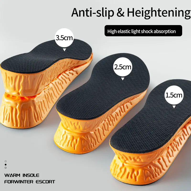 Shoe Parts Accessories 1535cm Invisible Height Increase Insoles Orange EVA Memory Foam Shoes Sole Pad Breathable Comfortable for Men Women Feet Care 230330