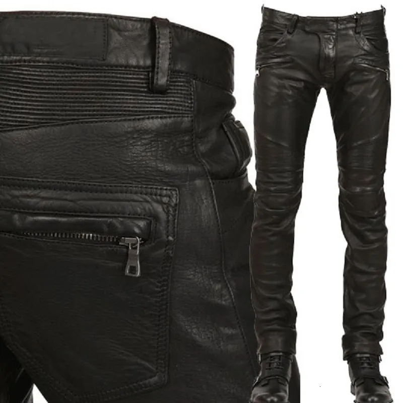 Mens Jeans Leather Trousers Men Motorcycle Black Mens Pants Fashion PU Riding Waterproof Motor Biker Male Street Plus Size 230330