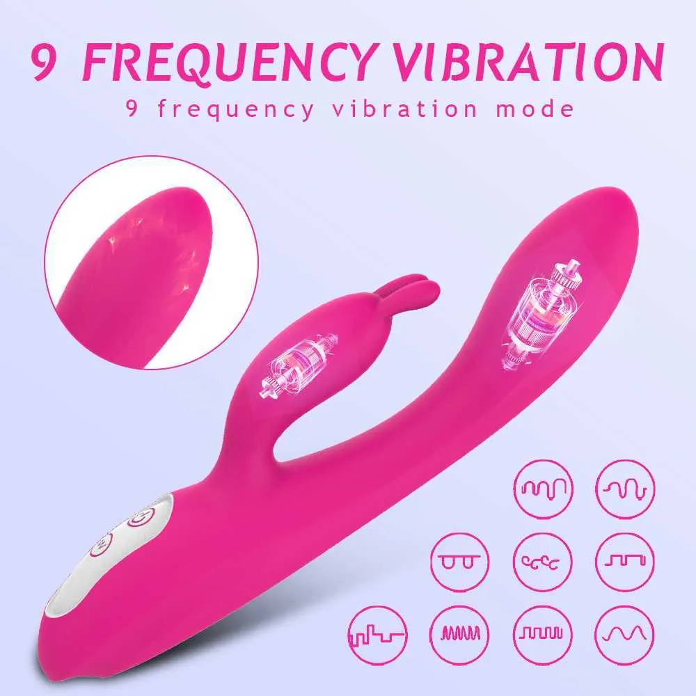 New Clit Dual Motor Rabbit Dildo Soft Silicone 360​​ Bendable Vaginal G Spot Vibrator 10 Speed Nipple Massager Adult Sex Toys Product 230316