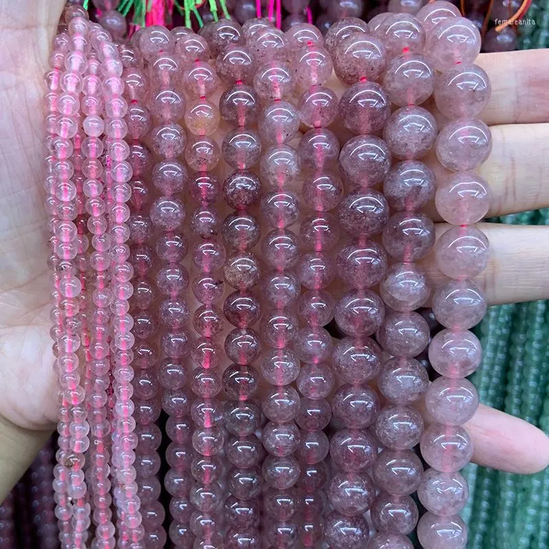 Beads 4-10mm Natural Cherry Quartzs 15'' Round Pink DIY Loose Quartz For Jewelry Making Women Bracelet Necklace Gift