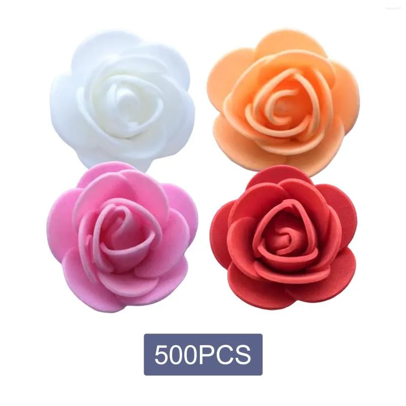 Flores decorativas 1.38 polegadas Mini Artificial Rosa Rosa Sem Cabeças de Flores Arranjo para Presentes DIY Caixas de Bolo de festa Decoração