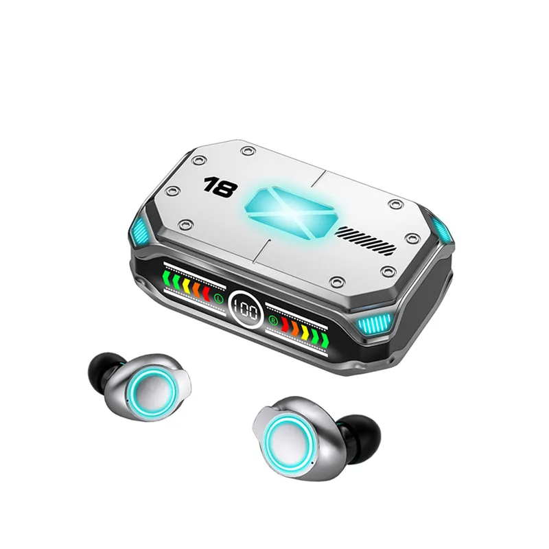 Microphone intégré sans fil Bluetooth 5.3 dans l'oreille avec boîtier de charge Casque de jeu TWS IPX7 étanche Convient pour la course à pied et les jeux