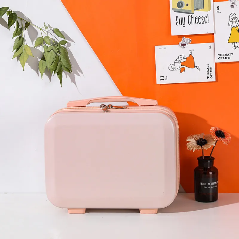 ABS Mini Suitcase 13 Inch Cute Portable Travel Luggage with Lock Perfect for Cosmetics Essentials Light Durable Unisex 2024