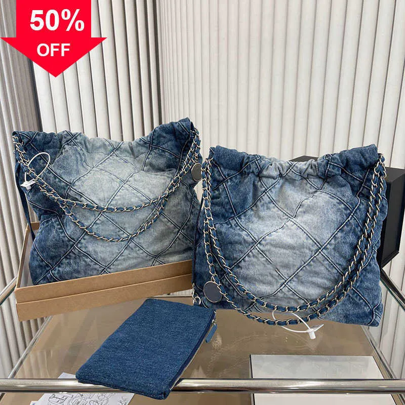 Sacs à bandoulière Channel 22 Denim Grand Shopping Bag Tote Travel Designer Woman Sling Body Most Cher Sac à main avec chaîne en argent Gabrielle QuiltedHeDE