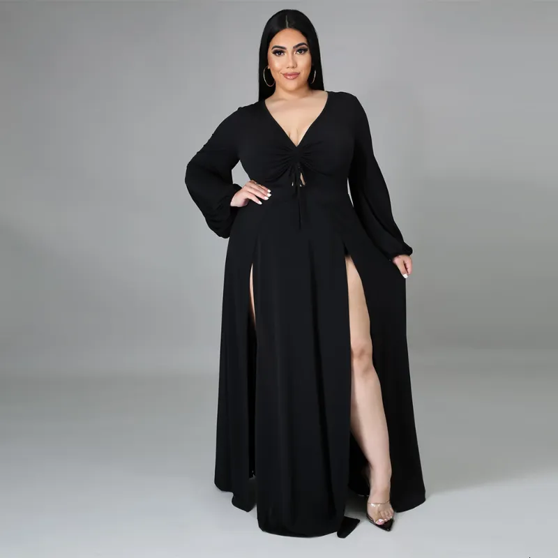 Sukienki plus size elegancki luksus plus kobiety ubranie seksowne v szyja długie 5xl eleganckie szaty ekstremalne seksowność kobiet 230330