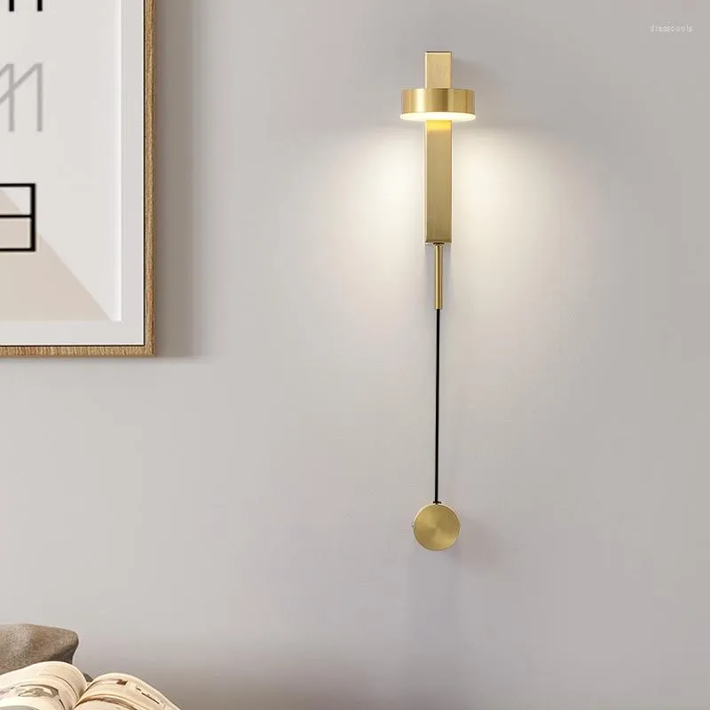 Lampada da parete retrò nordico antico in legno puleggia luce blu stili candela