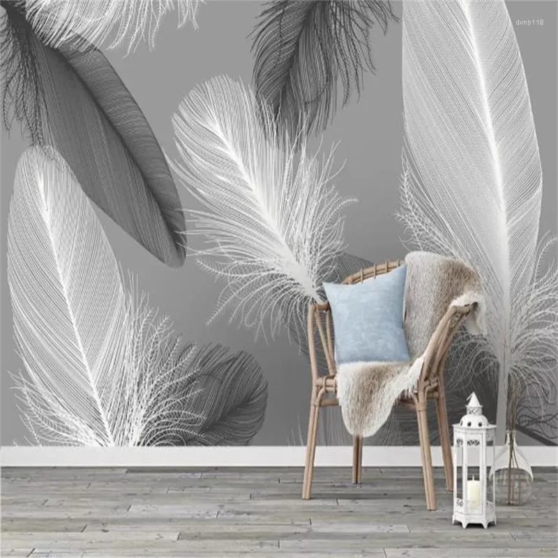 Wallpapers Papel De Parede 3d Custom Wallpaper Murals Feather For Walls Home Decor TV Background Wall