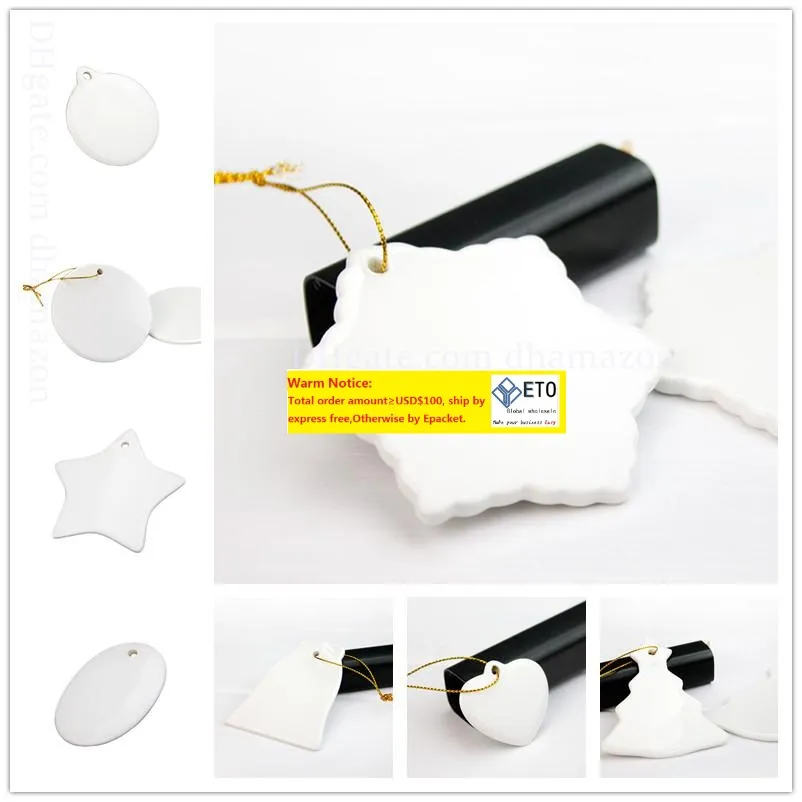 Decorações de cerâmica de natal sublimação pingentes de diy em branco presente criativo presente moda moda moda ornament acessórios calorosos