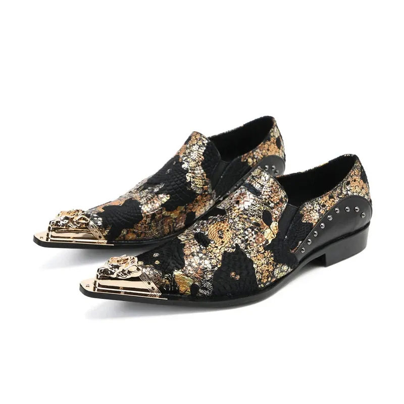 Black and gold top dress shoes mens