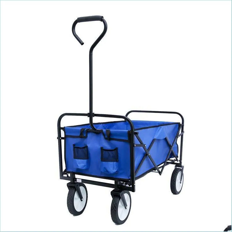 Blue Folding Wagon - Portable Beach Cart for Toys, Sports & Home | Collapsible, Convenient Storage | Dh2Vy