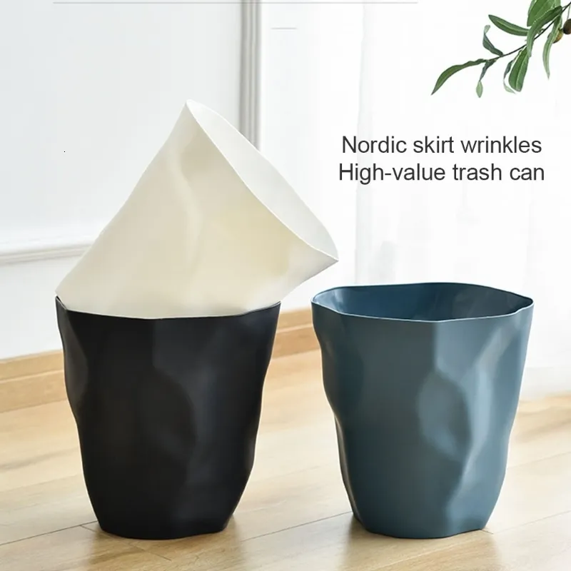 Waste Bins Nordic Style Irregular trash cans can be modern solid color plastic trash cans trash cans food trash baskets pot barrels flower pots 230330