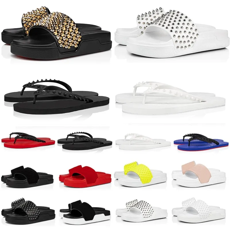Top Luxury Flip Flops Slippers Designer Sandals Men Women Fashion Top Quality Slides Triple Black White Spikes Mens Flat Beach Hotel pPatform Sandal With Box