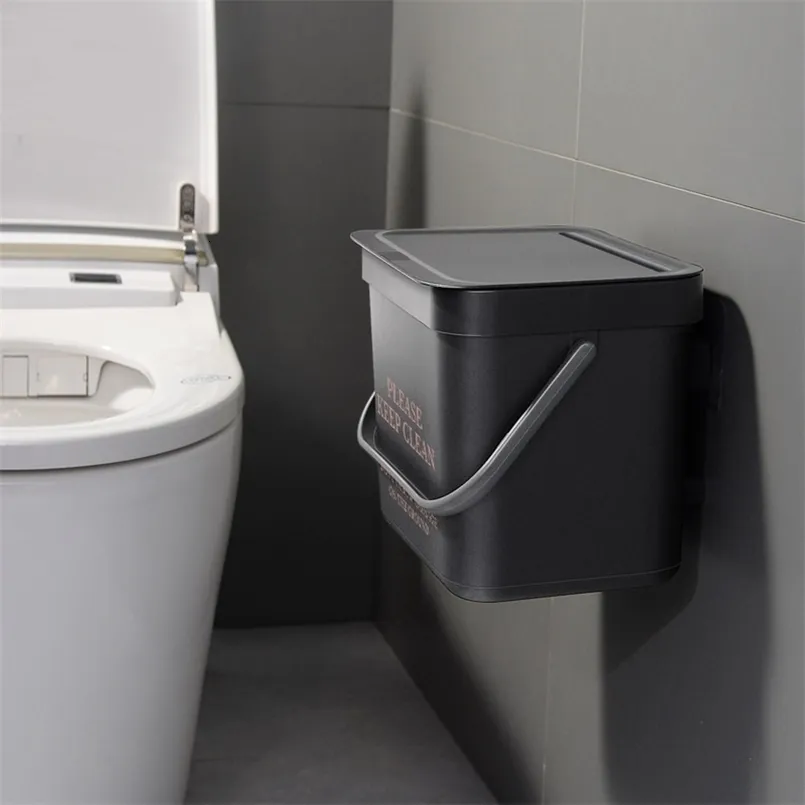 Afvalbakken Wallmounted Badkamer Trash Can Dustroof Box met deksel knoopstijl hangend toilet bin afval blik 230329