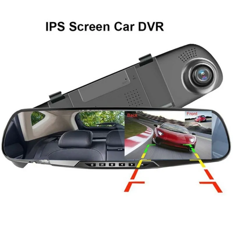Acheter Caméra de rétroviseur pour voiture, enregistreur vidéo à écran  tactile, rétroviseur de tableau de bord, caméra avant et arrière, miroir  DVR, boîte noire