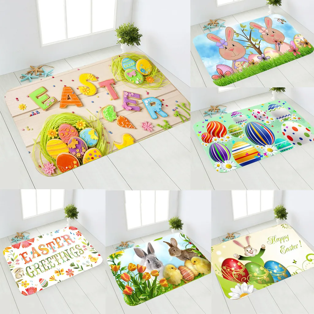 Outros suprimentos de festa do evento 2023 Coloful Saudando o piso da Páscoa Cartoon Rabbit Rabbit Bunny Eggs Happy's Day Decor for Home 40 60cm 230330