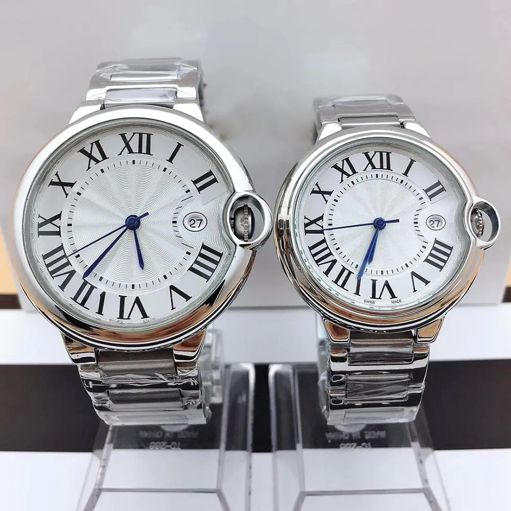 Alle roestvrijstalen mannen en vrouwen kijken naar 3a kwarts beweging casual jurk horloge 28-42 mm case size ontwerp blauwe pointer originele clasp waterdichte montre de luxe