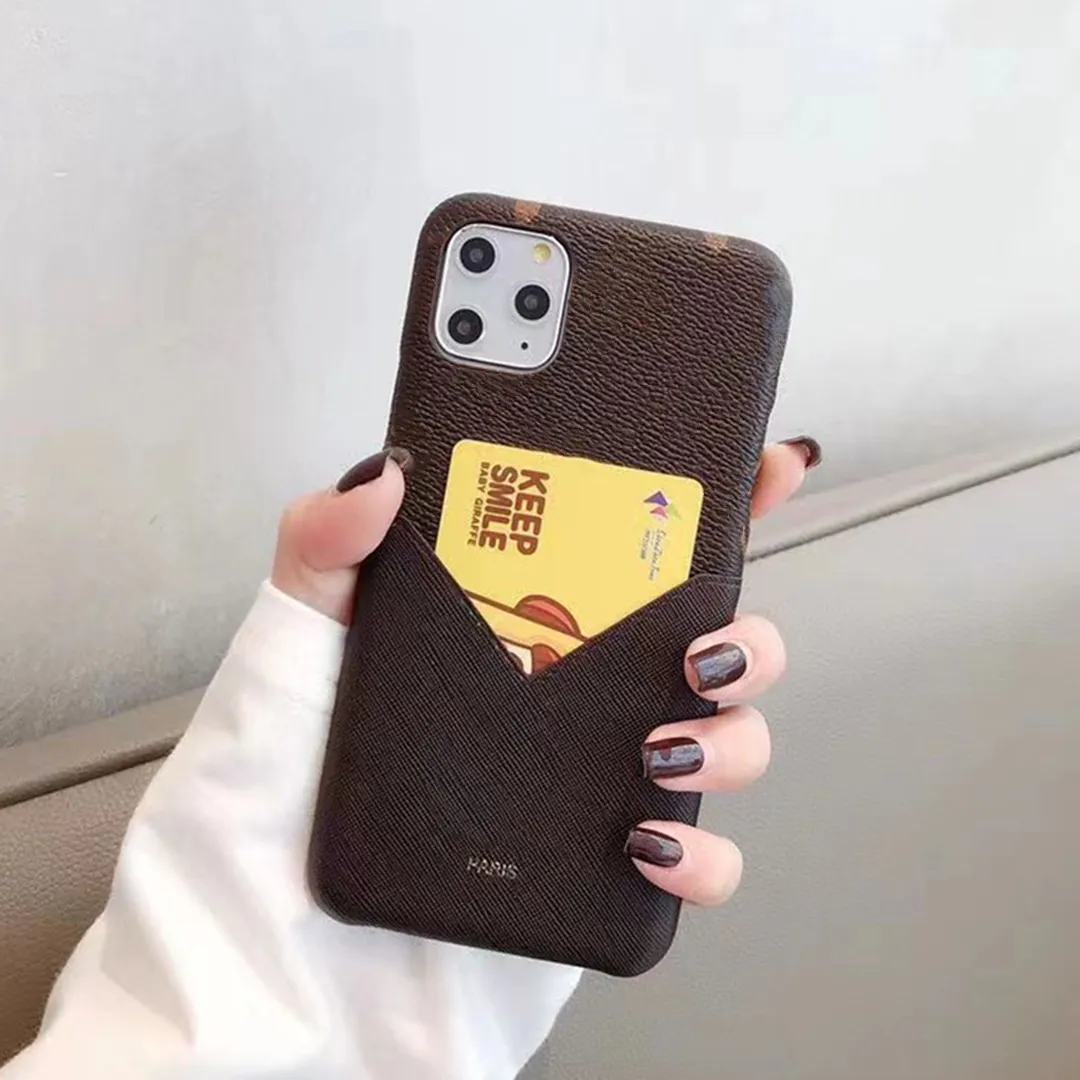 Дизайнерские Кожаные Чехлы Для Телефонов Для Iphone 14 13 12 11 Pro Max  14Pro 14Plus Роскошный Дизайн С Буквенным Цветочным Принтом Задняя Крышка  Держатель Карты Держатель Карты Со Вставкой Для Мобильного Телефона