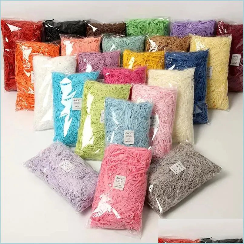 غلاف الهدية 100g colorf تمزيق الورق الورق Raffia صناديق الحلوى DIY مربع ملء المواد