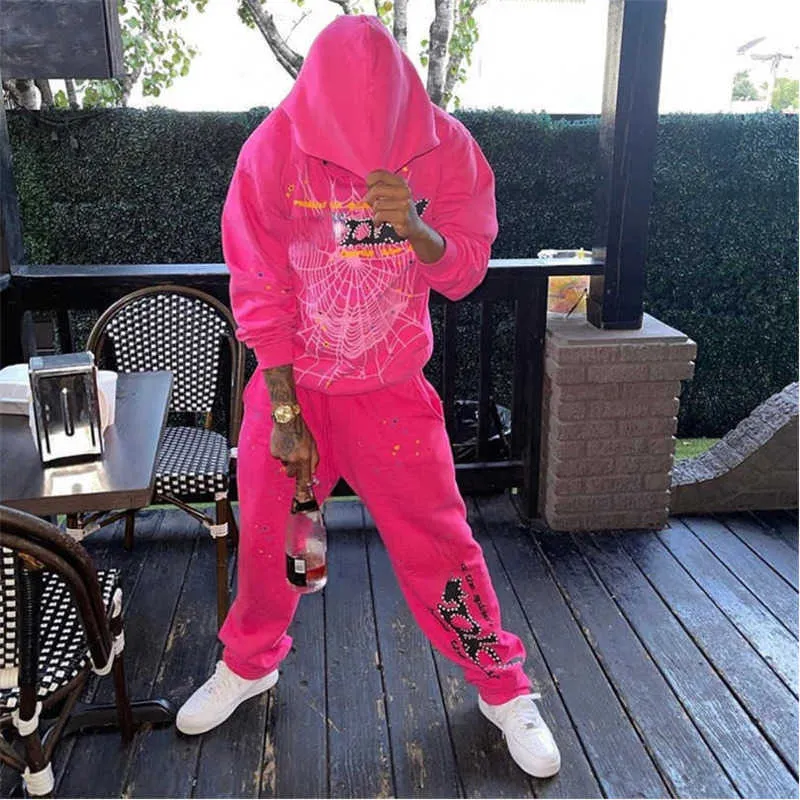 Sweats à capuche pour hommes Sweatshirts Rose Hommes Sp5der 555 Spider Sweat à capuche Designer Hommes Puff Imprimer Sweat à capuche Jeune Thug Pull Nevermind the Heres Slime Polyester {catégorie}