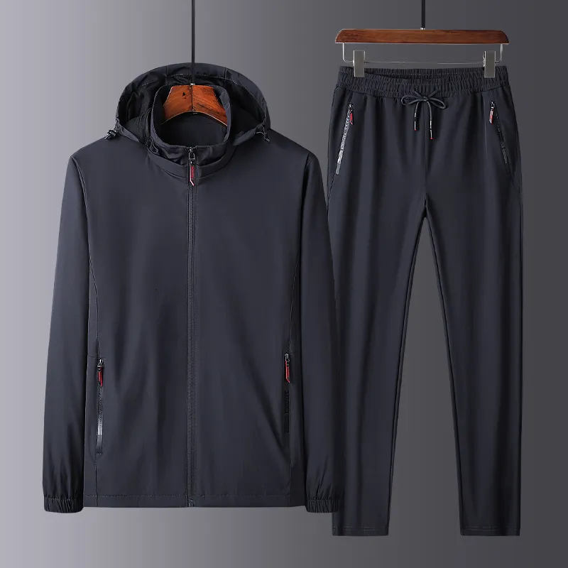 Survêtements pour hommes Corée Crème solaire Hommes Été Mince Respirant Midlife Papa Veste De Course En Plein Air Soie De Glace Casual Sportswear Séchage Rapide 230330