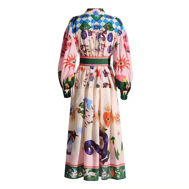 knee length dresses for ladies Floral Maxi Dress with Long Sleeves - Helena
