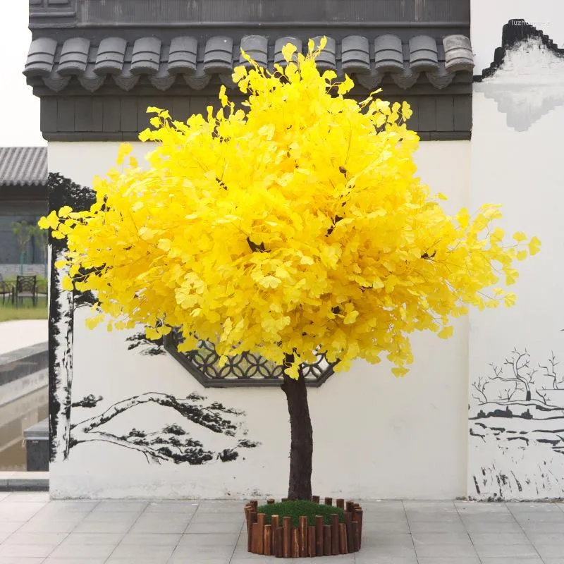 الزهور الزخرفية محاكاة شجرة جينكجو الاصطناعية كبيرة في الهواء الطلق والديكور الزفاف الحديقة