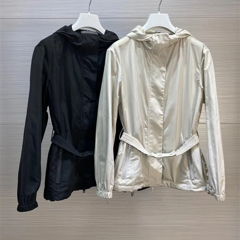 Trench Coats pour femmes style printemps et automne ceinture courte coupe-vent femmes lâche slim fit veste à capuche légère crème solaire 230329