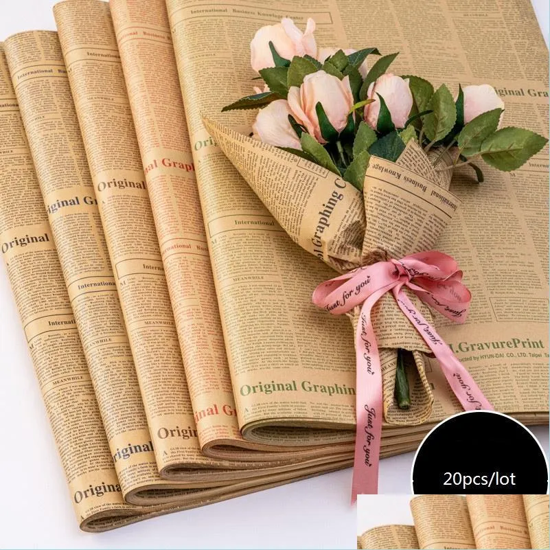 Gift Wrap Newspaper Florist Flower Bouquet Packaging Paper For Birthday Valentine Mothers Day Christmas Thanksgiving Drop Delivery H Dhrhk