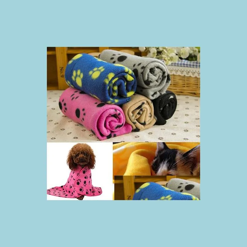 Penne per canili Coperta per cani da compagnia Coperte stampate artiglio Getta Tappetino per gatti Animali domestici Asciugamano da bagno Forniture invernali calde Drop Delivery Home Gard Dhctx