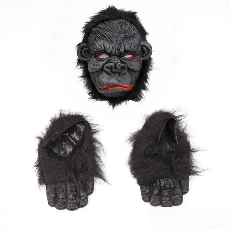 Maschere per feste Maschera per orangutan Halloween Scimmia spaventosa Horror Sile Cosplay Piede Costume Fornitura Consegna a domicilio Forniture festive per giardino Dhgmf