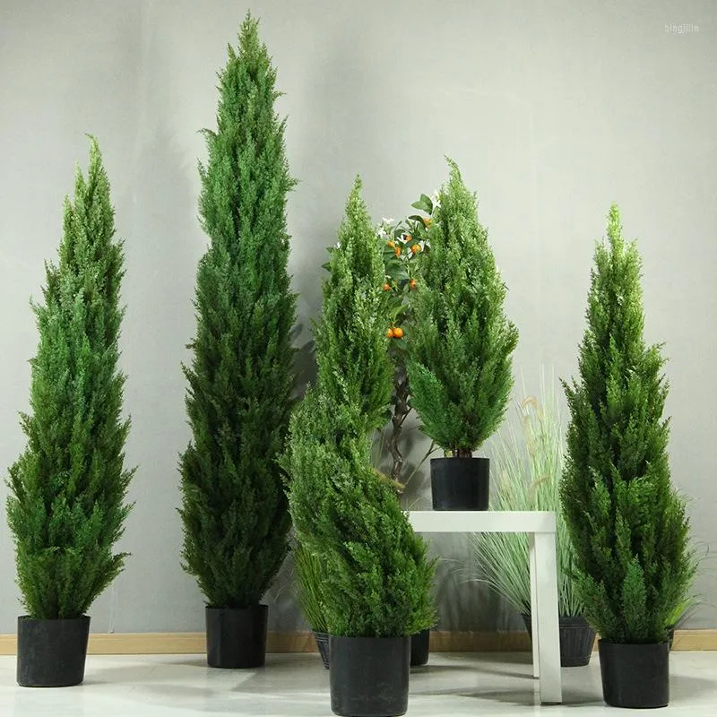 Dekorativa blommor o-x582 grossist UV-resistent krukut konstgjorda stift träd landskapsarkitektur podocarpus falska bonsai utomhus