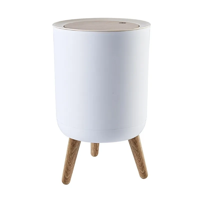 Poubelles poubelle en bois avec couvercle Presse poubelle poubelle haut pied poubelle bio salle de bain cuisine décoration 230330