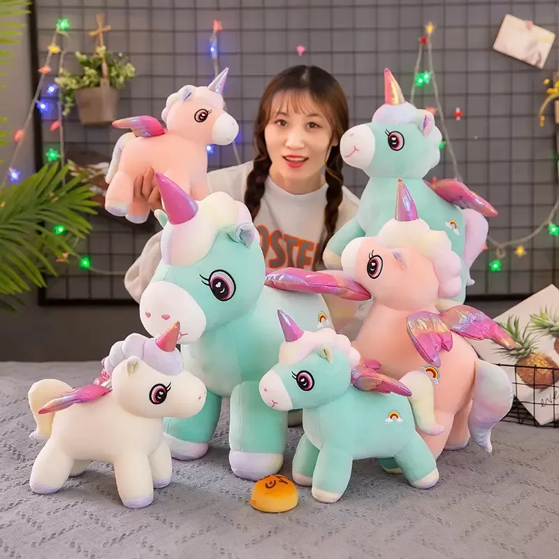 Tiere Plüsch Puppe Plüsch Spielzeug süße verträumte Regenbogengel Pony Kissen weiche Puppen gefüllt Plüsch Bären Baby Elefant Big Ear Kaninchen Kinder schlafen 28 cm