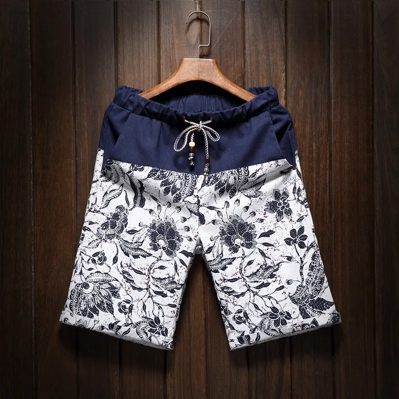 Men's Shorts Summer Bermuda Loose Straight Floral Hawaiian Casual Linen Short Pants Male Brand 230330