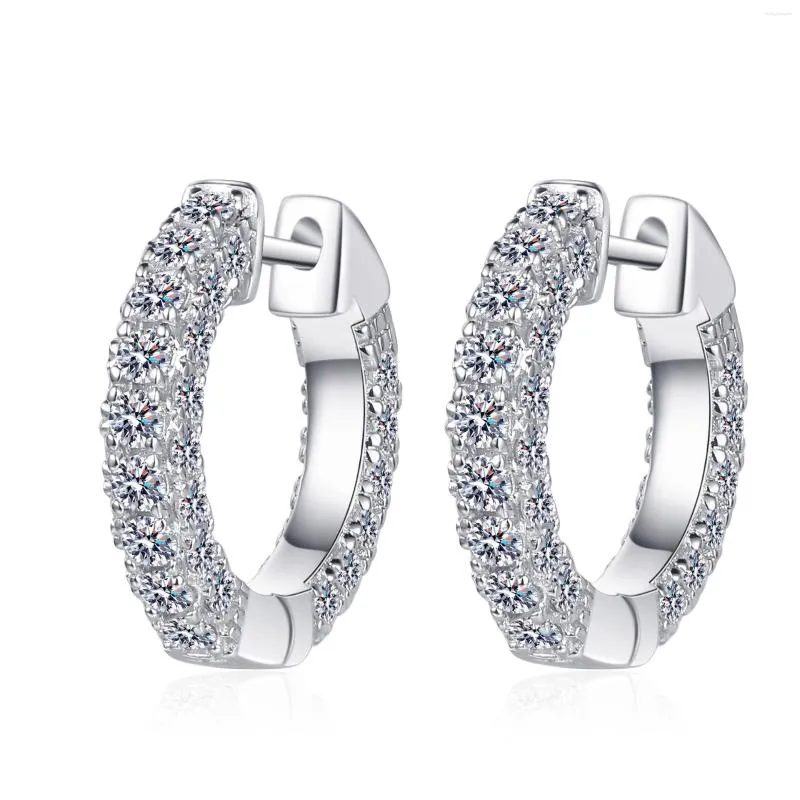 Boucles d'oreilles créoles AZ768-E Lefei mode luxe à la mode 1.92ct blanc Moissanite classique petit cercle boucle d'oreille pour les femmes 925 bijoux de fête en argent