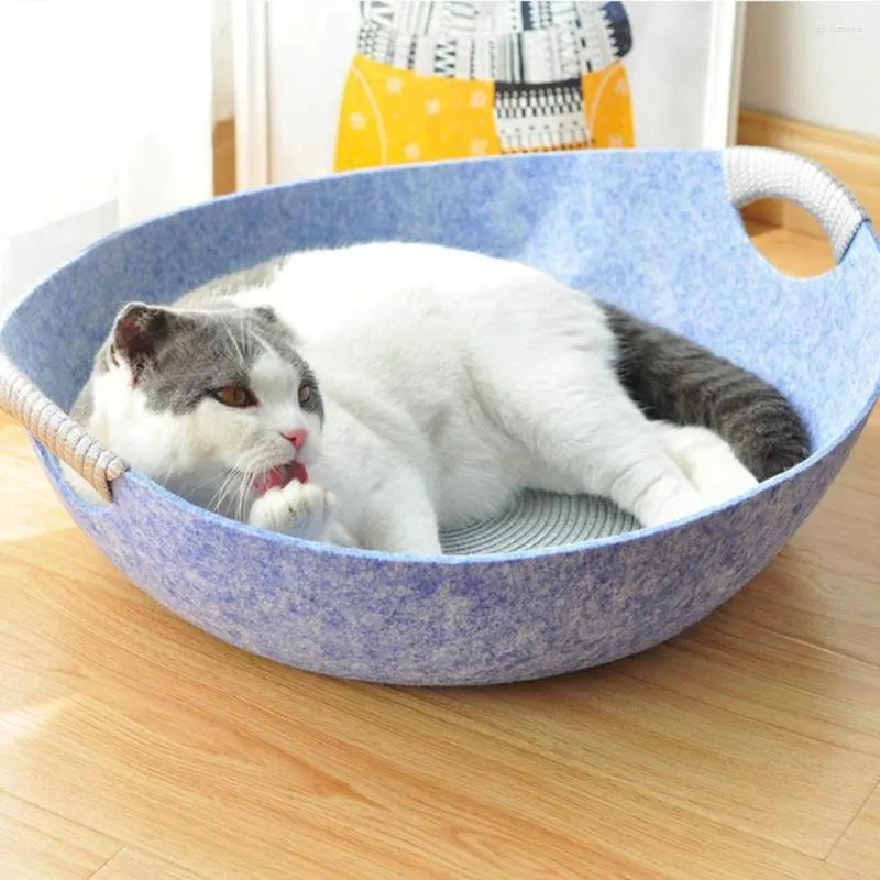 Cat Beds Pet Kennel House Universal Dog Bed Supplies All Season Felt Lounge Bowl Pot