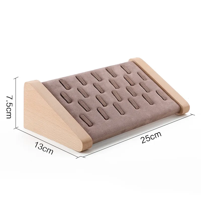 Scatola Portagioie Organizer In Velluto Beige - Vassoio Espositore Con 30 Slot Per Anelli E Orecchini, Porta Gioielli Da Viaggio
