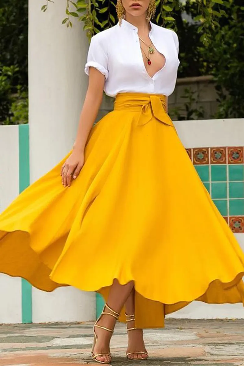 MYLAN マイランHi Waist Flare Maxi Skirt イエロー