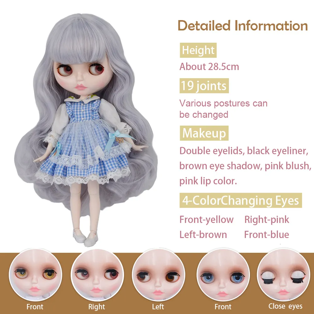 12 Factory blythe doll 1/6 bjd toy matte face Tan skin Long Dark
