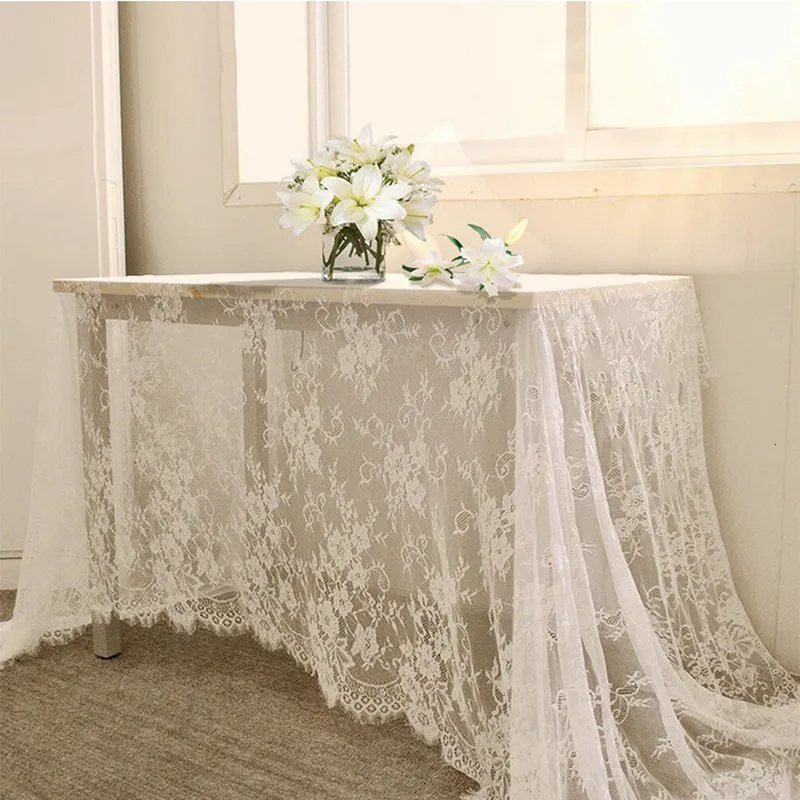 Tkanina stołowa rustykalny ślub biały koronkowy tkanin