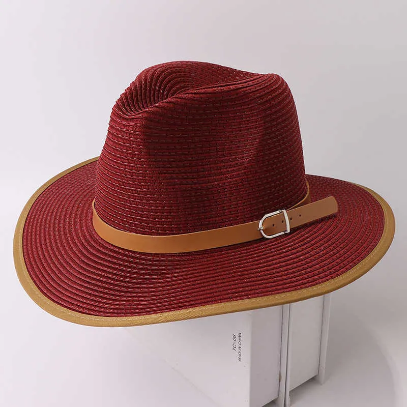 Chapeaux à large bord Mode Été Chapeau de paille Voyage en plein air Vation Sun Shade Panama Jazz Straw Beh Cap Hommes Femmes Protection solaire Big Brim Hat P230327