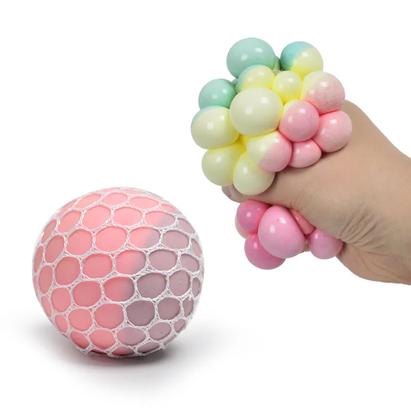 6,0 cm de farinha tricolor bola missa de bola malha de malha de malha de uva bola anti -estresse Bolas de ventilação Squeeze brinquedos estresse alívio de relevo Toys de ansiedade a ansiedade