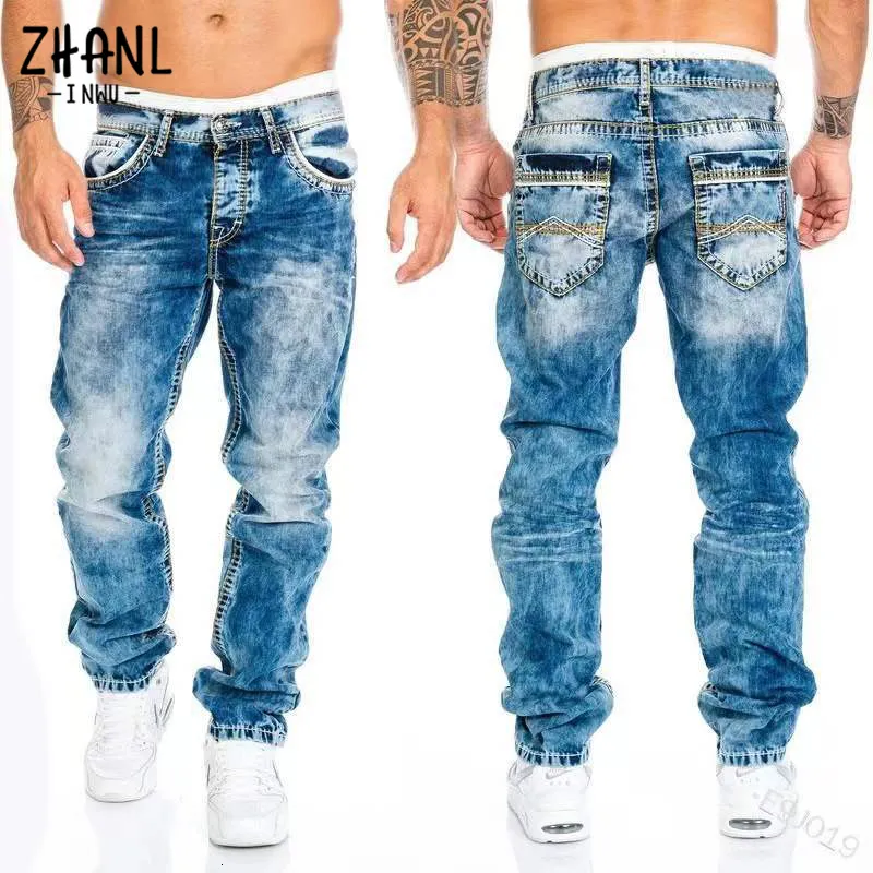 Mens Jeans Straight Man Vintage Wash Denim Pants vår sommar pojkvän baggy män streetwear cacual designer cowboy byxor 230330